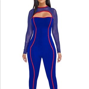 Women's Deep V Neck Zipper Front Casual Rompers